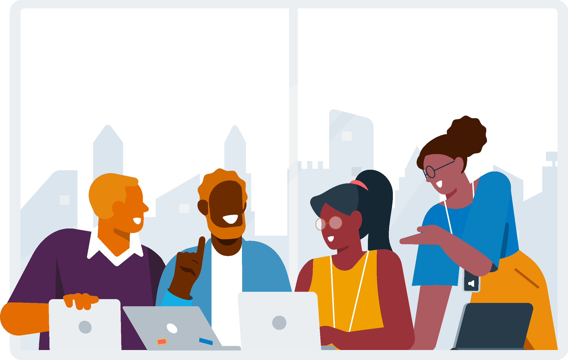 A group of people at a small business conducting an internal audit
